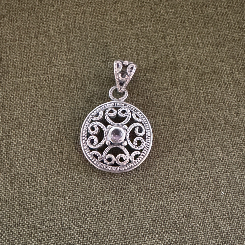 Sterling Silver with Amethyst Center Stone Pendant